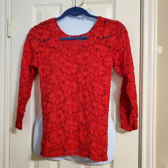 Red lacey top - Picture 1 of 8